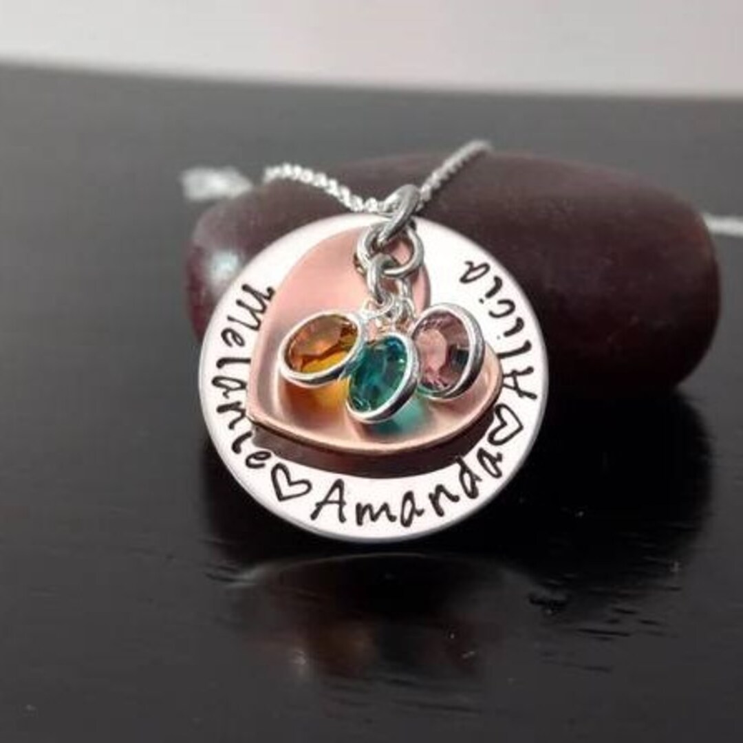 Custom Birthstone Necklace For Mom, Personalized Mother's